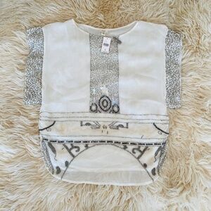 TINY brand XS cream and silver embellished top